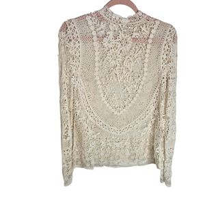 Ultra Pink Cream Ivory Cream Crochet Victorian Edwardian Look Blouse